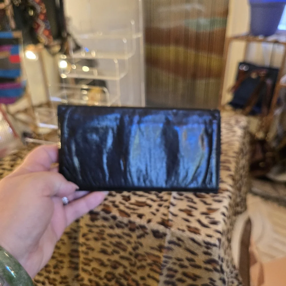 Dior Black Leather Wallet With Gold Accent